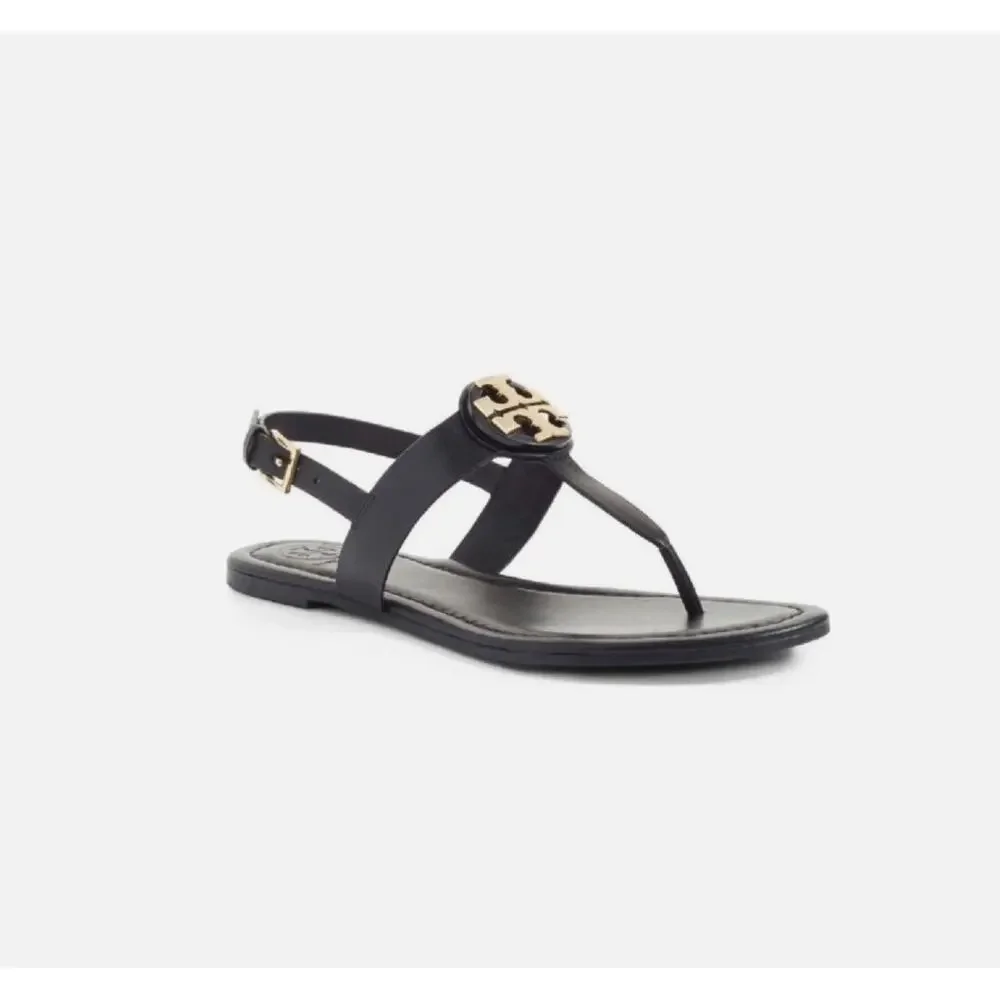 Tory Burch Black Bryce Logo Thong Sandal Size 10.5
